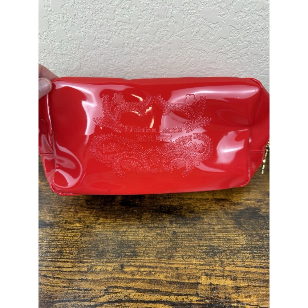 Christian Lacroix‎ Rouge Avon Makeup Bag Red Patent Cosmetic Zip Pouch